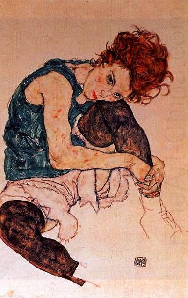Seated Woman with Bent Knee, Egon Schiele